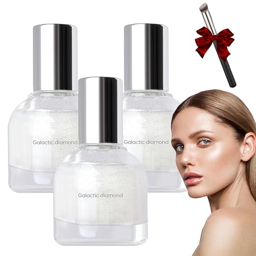 Iluminador Líquido Con Purpurina Para Rostro Y Cuerpo, Aceite Corporal Brillante, Aceite Corporal Brillante, Iluminador Plateado Resistente Al Agua De Larga Duración. (3 unidades)