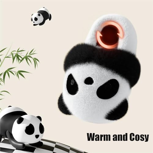 Zureto Plush Panda Slippers Unisex, Women Kids Cute Animal Slippers 3D Cotton House Shoes for Adults3