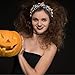 HAIMITI Halloween Headband Human Skeleton Hair Accessories Orange White Pearls Hair Bands Square Crystal Block Black Wide Knotted Head Bands For Women's Hair Halloween Costume Party Supplies 1pcs