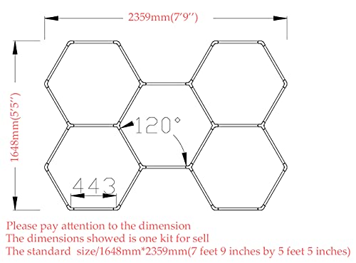 Kimlian Led Hexagon Garage Light 144W Custom Hexagon Shape Lighting-12900Lm 6500K Diy Led Garage Hexagonal Ceiling Lights Auto Detailing Studio Light For Garage thumb #1