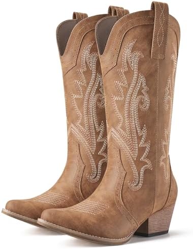 HISEA Rollda Cowboy Boots for Women, Cowgirl Boots, Comfortable W...