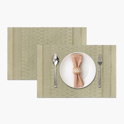 Image of Amazon Brand - Umi PVC Vinyl Diamond Design Placemat ST0769TH - Heat Resistant, Wipe Clean, Anti-Skid Table Mats for Dining Table, KitchenHome Decor (30x45 CM Gold Set of 2)