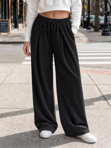 Fisoew Womens Wide Leg Sweatpants Baggy Drawstring Waist Casual Long Pants - image 2