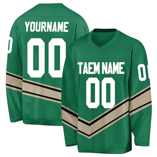 Custom Ice Hockey Jersey for Mens Boys Customizable Personalized Ice Hockey Gifts Ice Hockey Practice Shirts Green