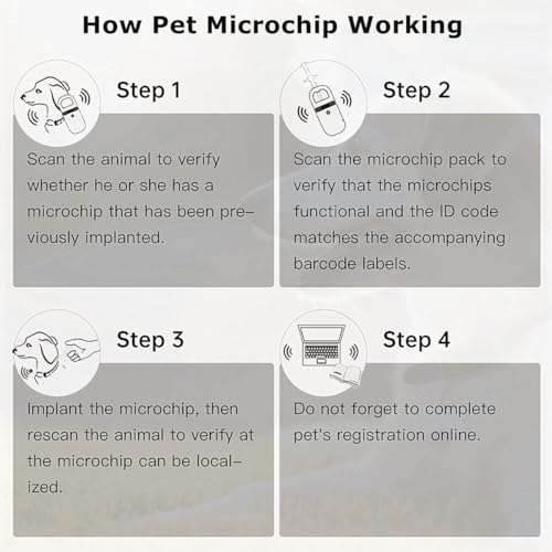 50 peças 1,25 x 7 mm, microchip universal para animais de estimação, microchip de implante, 134,2 kh