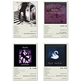 Pósteres estéticos para pared: juego de 4 pósteres de álbum de CD de alta resolución, 8 x 12 pulgadas, impresos en lienzo, con una gama de imágenes temáticas musicales que se pueden diseñar como una pared de fotos personalizada y elegante.