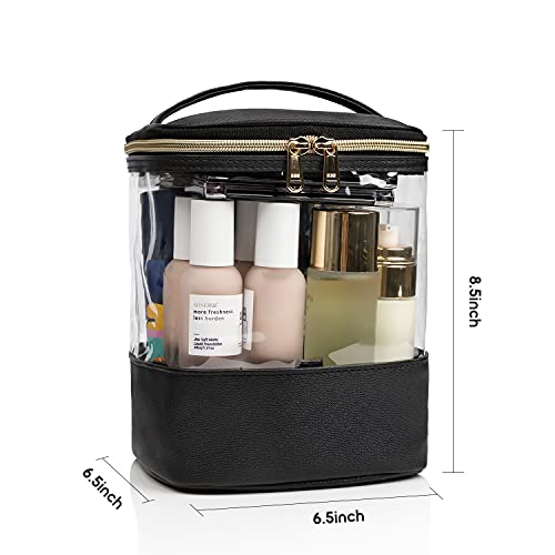 Cubetastic Clear Makeup Bags, Travel Waterproof Cosmetic Bag Plastic Transparent Organizer Women Makeup Pouch With Handle Mesh Pockets For Cosmetics Toiletries (Black) #TOP5