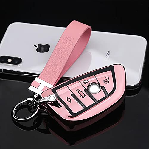 Image of QBUC Key Fob Cover Full Protective Case, Key Fob Case for X1 /X3 /X5 /X6 X7 and for Series 1 /2 /5 /7 Soft TPU Anti-dust Case Shell Keyless Remote Control(Pink)