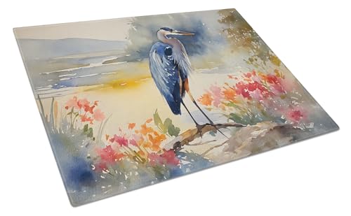 Caroline's Treasures DAC2845LCB Blue Heron Glass Cutting Board Large Decorative Tempered Glass Kitchen Cutting and Serving Board Large Size Chopping Board