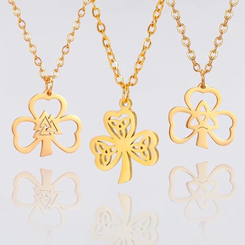 Collier Saint-Patrick en argent avec breloque trèfle porte-bonheur
