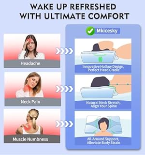 Mkicesky Orthopedic Memory Foam Pillow for Neck Shoulder Pain Relief - Ergonomic Neck Support Sleeping Pillow for Side, Back & Stomach Sleepers - Cervical Bed Pillow with Cooling Cover-Reading Pillow