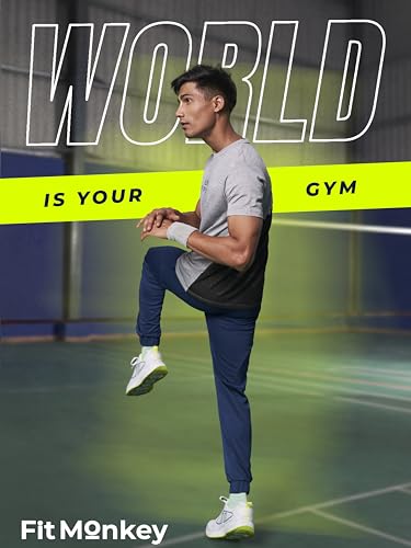 Image of FitMonkey Sports Crew Neck Stretchable Dry Fit T Shirt | Regular Fit Textured T Shirt for Men |Sport T Shirt for Men | Quick Dry Technology with Moisture Control |Breathable & Lightweight