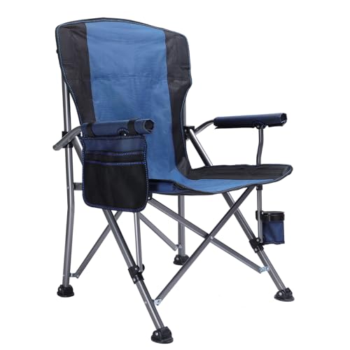 Neloheac Camping Chair for Adults Heavy Duty Large Oversized High Back Folding Outdoor Chair Blue
