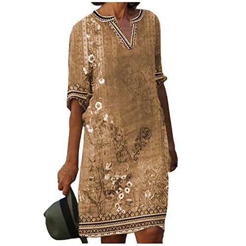 OIOLOYJM Plus Size Summer Dresses for Women 2025 Plus Size Dresses for Curvy Women 3/4 Sleeve Casual Boho Kaftan Dresses