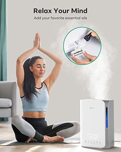 Humidifiers For Bedroom Large Room, Ultrasonic Cool Mist Humidifier For Baby Plants Quiet, 4L Top Fill Humidifier With Essential Oil Diffuser, Vaporizer Humidifier With Sleep Mode, Low Water Reminder #TOP7