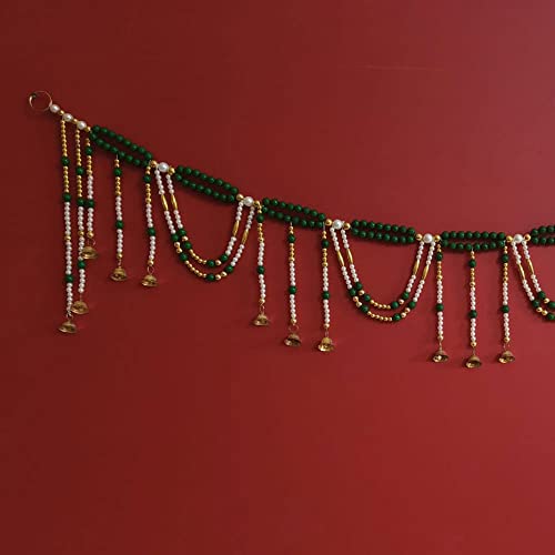 Image of Handmade Door Hanging Round Moti Latkan Style Bandarwal Toran (TMR-14) -Diwali New Year Inauguration Wedding Festival Home Decor Pooja (40 Inch X 6 Inch)