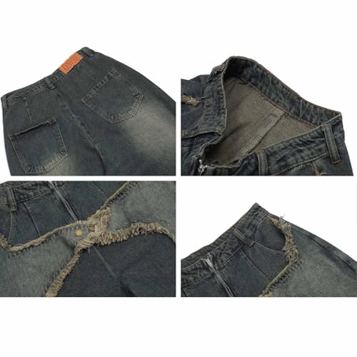 American Vintage Men's Jeans Star Embroidery Multi Pocket Jeans Men's Loose Wide Leg Straight Leg Pants3