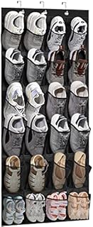Over Door Shoe Organiser, Hanging Shoe Storage Rack For Wardrobe Shoes Holder With Breathable 24 Large Mesh Pockets, Back Of Door Storage Durable Shoe Hanger For Men Women Kids, Bedroom Gadgets, Black
