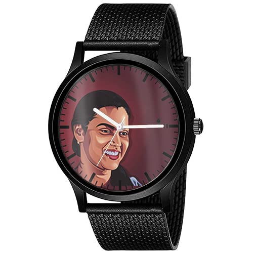 AROAWatch New Watch for Silk Smitha Retro Vector Men Black Metal Type Rubber Analog Watch Brown Dial for Men Stylish Watch for Boys