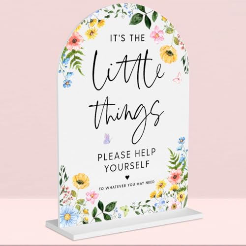 Wedding Decor,Acrylic Please Help Yourself Sign,Wedding Decor Loving Memory Sign for Ceremony and Reception,Arch Acrylic Table Signs for Anniversary 5x7 Inch (Gold)