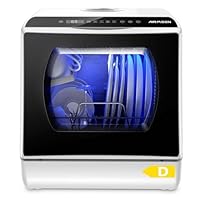 AIRMSEN Tischgeschirrspüler, Mini Geschirrspüler mit 5+1 Programme & 5L Wassertank, 2 Wege Wasserversorgung, Touch Control & LED-Display, Geeignet für Hausküchen, Wohnungen, Schlafsäle, Weiß & Schwarz