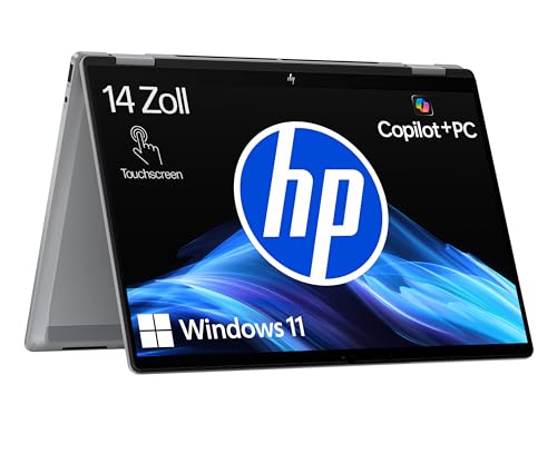 HP OmniBook X Flip 2in1 Next Gen AI Laptop | AMD Ryzen AI 7 350 (8C) | dedizierte NPU für KI | 50 NPU Tops | Copilot+ PC | 14" WUXGA 1920x1200 Touchscreen | 16GB | 512GB SSD | Win11 | QWERTZ | Silber