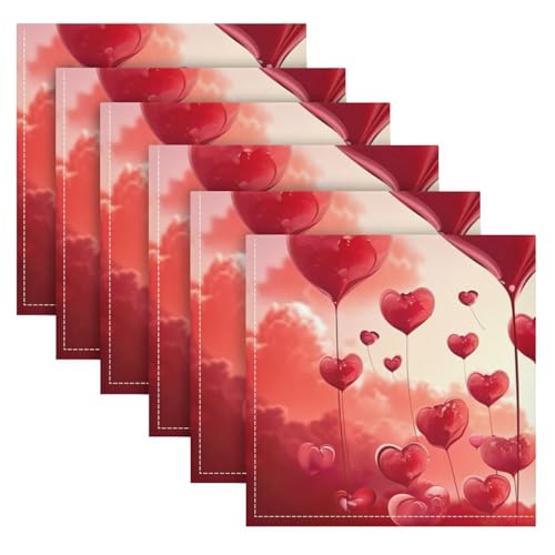 Servilletas de Tela YETTASBIN Corazón Día de San Valentín 6 Unidades miniatura 1