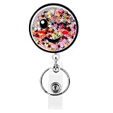 Vetoo Nurse Shaker Badge Holder Cute Retractable Badge Reel Glitter,Nursing ID Badge Holder with All