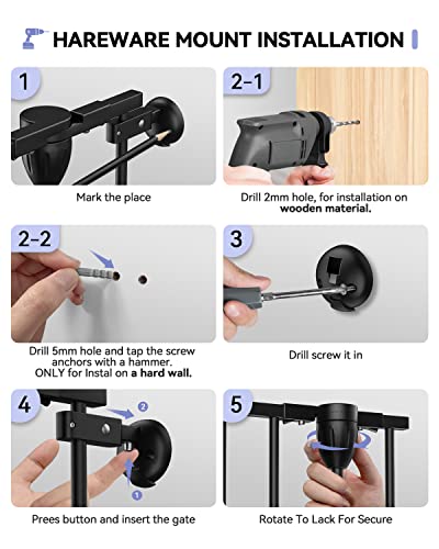 Kfvigoho Baby Gate 35"-198" Extra-Wide Gate For Stairs, Play Yard Child Safety Gate, Dog-Gate With Auto-Close Door, Double Locking System For Fireplace, Kitchen, Foldable 8 Steel Panels, 29" Height #TOP6