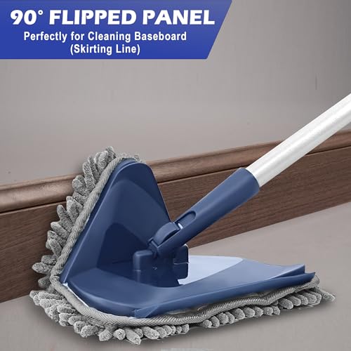 Wall Cleaner Mop with 82" Extendable Handle, 360° Rotating Head & 90° Flip, Microfiber/Chenille Pads, Built-in Squeegee for Ceiling, Wall, Baseboard and Window Cleaning by AegisHome - Image 5