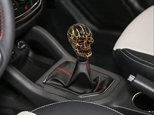 Thruifo Skull Mt Car Stick Shifter Handle, Gear Shift Knob Small Teeth Devil Skeleton Style Fit Most Manual Automatic Transmissions, Black Pattern #TOP3