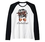 Football Aunt Life Messy Bun Football Player Mother's Day Raglan Baseball Tee