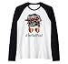 Football Aunt Life Messy Bun Football Player Mother's Day Raglan Baseball Tee