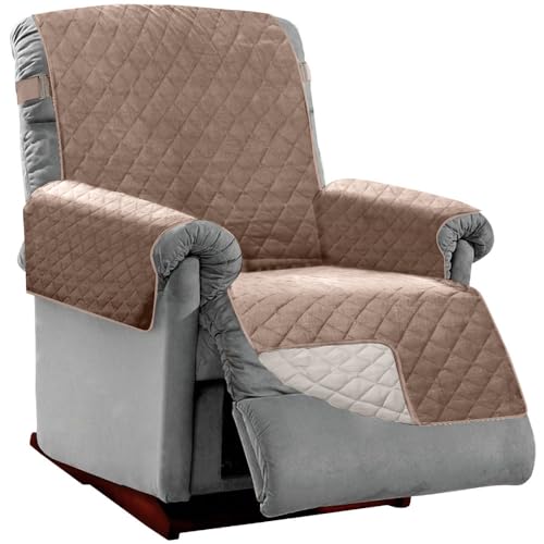 Sofa Shield® Large Recliner Slip Cover with Strap, Latte Linen