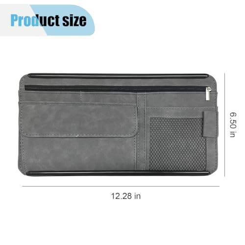 Suede Car Sun Visor Organizer with Multi-Pocket