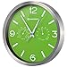 Produktbild Bresser Funkuhr Wanduhr MyTime ND Thermo-Hygro mit geräuschlosem Funkuhrwerk, Edelstahlrahmen und Anzeige für Temperatur und Luftfeuchtigkeit, grün, 250x250mm