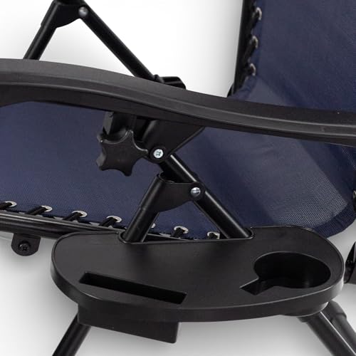 Pincho Tumbona Jardin Exterior Plegable de Gravedad Cero - Pack 2 Sillas Reclinables o Hamacas para Playa, Terraza y Camping con Portavasos, Ligeras y Cómodas (Marino) - imagen 5