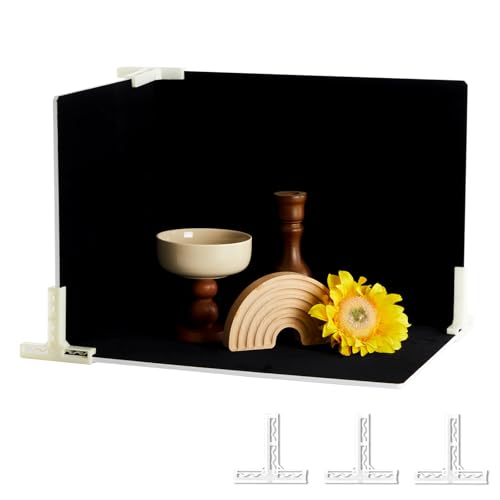 MDAOCRY Black Velvet Photo Backdrop Boards for Product Photography, 3PCS Double-Sided Black and White Background with T-Stands, Flat Lay Tabletop Backdrop for Jewelry, Cosmetics, 15.8 x 11.8 Inch by MDAOCRY - Used condition - US$23.09