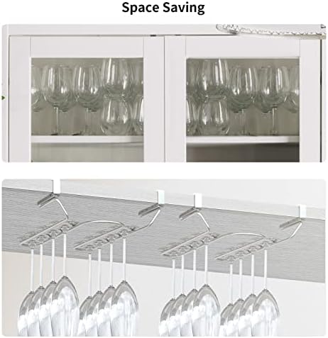 Amazon Brand - Umi Under Cabinet Stemware Rack, Hanging Wine Glass Holder for Kitchen, Bar, Pub - Stainless Steel, 2 Pack