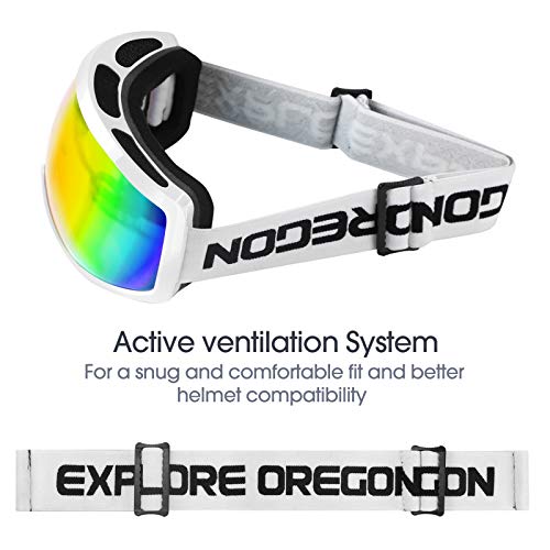 Akaso Ski Goggles, Snowboard Goggles - Anti-Fog, 100% Uv Protection, Double-Layer Spherical Lenses, Helmet Compatible Snow Goggles For Adults (White-Red) #TOP2