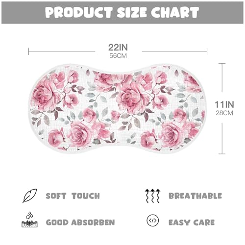 xigua Flowers Baby Burp Cloths for Newborn Boys and Girls 4 Pack, Soft & Absorbent Cotton Baby Burp Cloth, Baby Washcloths, Newborn Towel, Burp Rags4