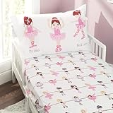 Everyday Kids Toddler Fitted Sheet and Pillowcase Set -Born to Dance Ballerina- Soft Microfiber, Breathable and Hypoallergenic Toddler Sheet Set