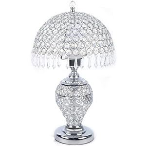 Modern Crystal Table Lamp End Side Table Lamp with Plug in Cord ON/Off Switch Nightstand Decorative Room Night Light Fixture for Bedroom Living Room Dinning Room W9.8 x H17.7inch