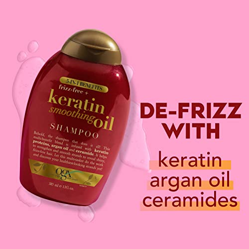 Frizz-Free + Keratin Smoothing Oil Shampoo, 5 In 1, For Frizzy Hair, Shiny Hair #TOP5