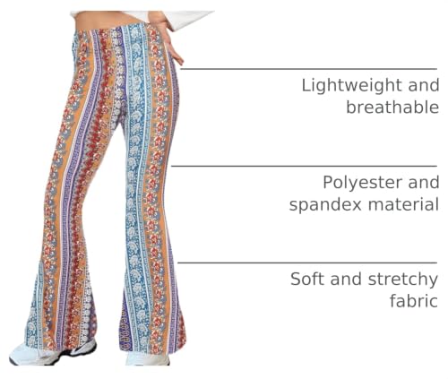 Image of WSPLYSPJY Women's Print Stretch Bell Bottom Flare Palazzo Pants Trousers