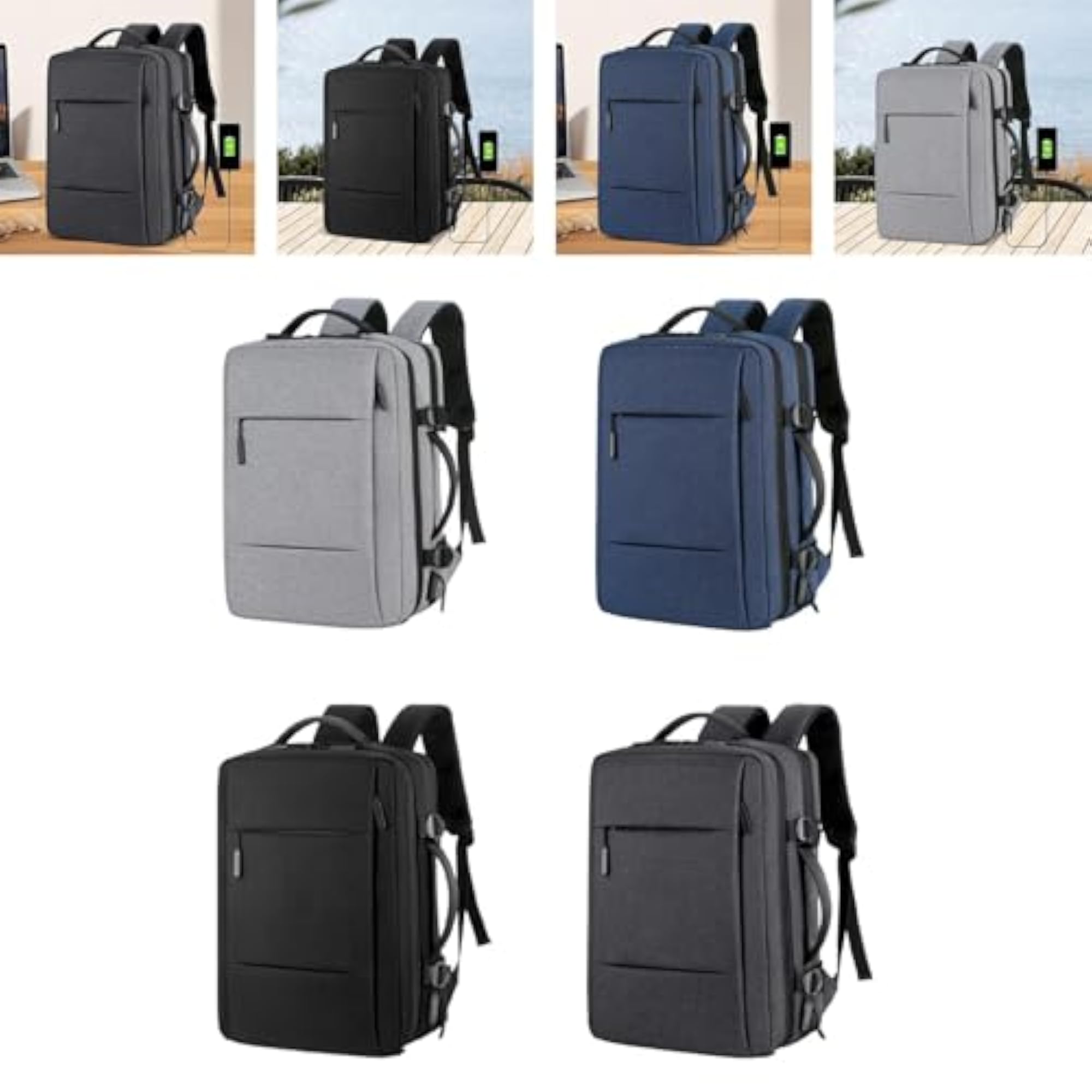 Light Grey Portable Multipurpose Laptop Backpack for Travel