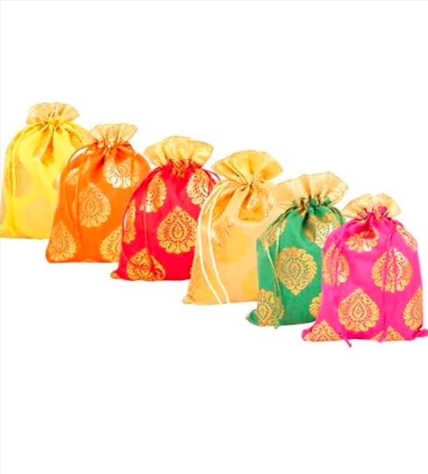 TRENDING HUT Designer Fabric Potli Batwa Bag Bridal Purse Women handbag Shagun Pouch Return Gifts MultiColor (100) (B0C5W5ND1W) Amazon Price History, Amazon Price Tracker