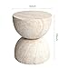 Empire Art Direct Double Hourglass Travertine Stone Finish Italian Design MgO Side Accent Table, Living Room, Bedroom & Office, 15.7x15.7 x18.5