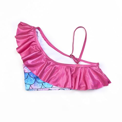Image of CHILDRENSTAR Girls Metallic Bathing Suits Shiny Ruffles One Shoulder 2 Pieces Swimsuits Cute Bikini Set