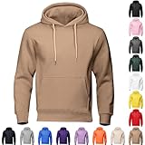 Men's Plain Hoodie UK Sale Clearance Fleece Lined Sweatshirts Long Sleeve Sweater Drawstring Hoody Tops Fluffy Hooded Pullover Solid Color Warm Jumpers Sports Leisure Workwear Comfortable Activewear